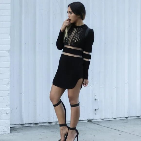 New Alexander Wang x H&M crew neck pullover mesh cutout sheer tunic minidress - Picture 5 of 8